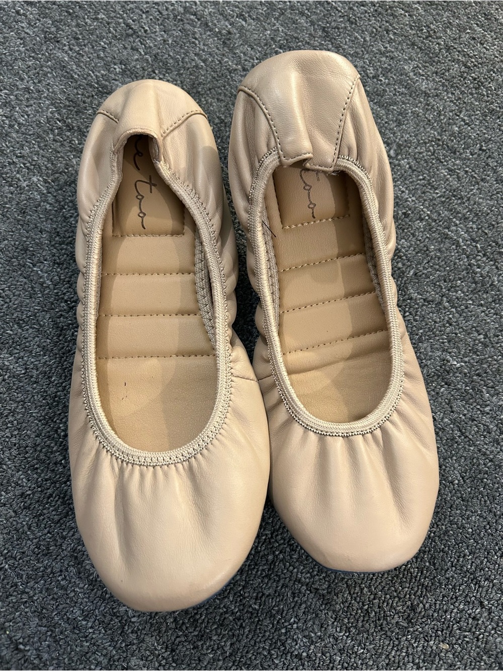 Me Too Nude Beige Leather Ballet Flats